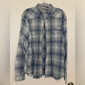 Lucky Brand Men's Blue and White Plaid Shirt